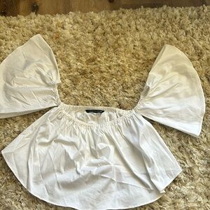 Zara strapless top with attached flutter sleeves.
